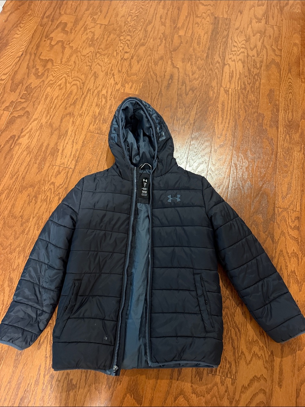Under Armour Boys' Black Quilted Puffer Jacket with Hood